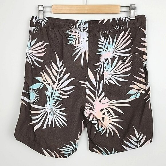 Zoo York Men's Lightweight Shorts Brown Tropical Print Elastic Waist Size Small - Picture 2 of 14